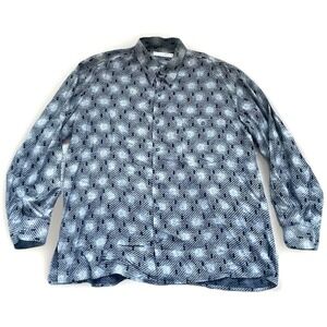 Vintage Y2K Equilibrio 100% Silk Rayon Button Up XL Relax Fit Made in Italy